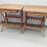 Pair of vintage rattan bedsides
