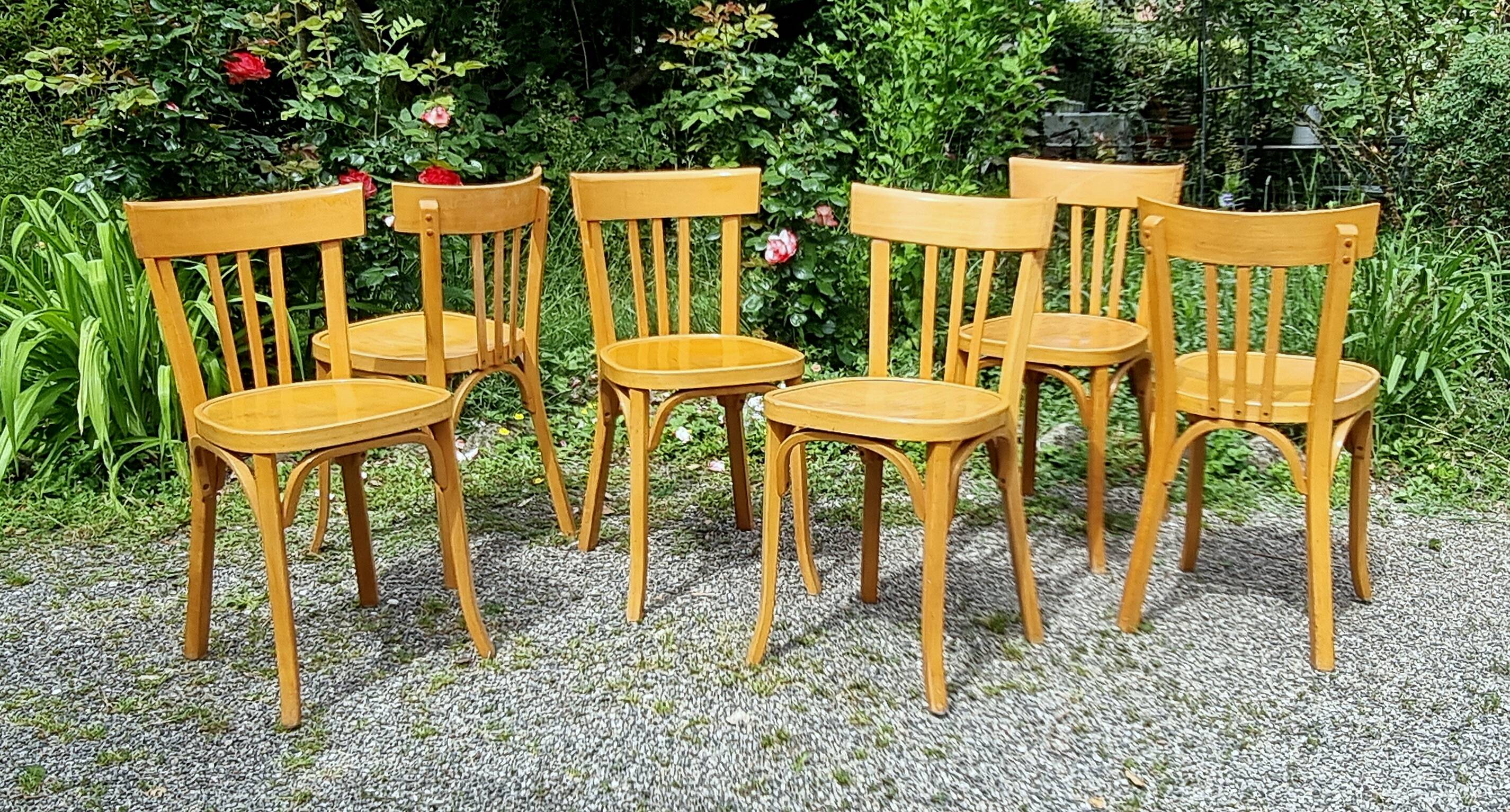 6 stamped Baumann chairs