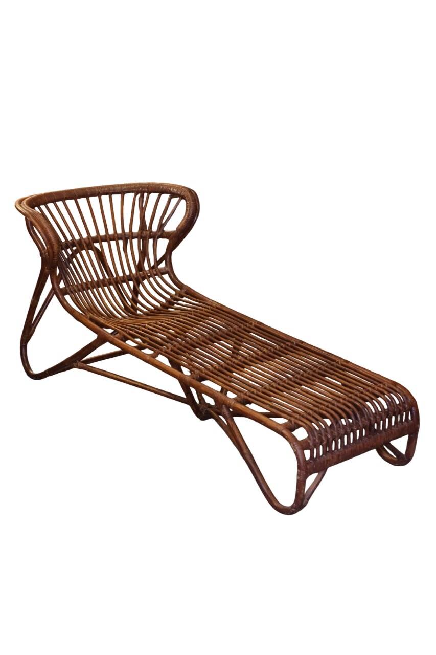 vintage rattan chaise longue 1970 Viggo Boesen