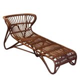 vintage rattan chaise longue 1970 Viggo Boesen