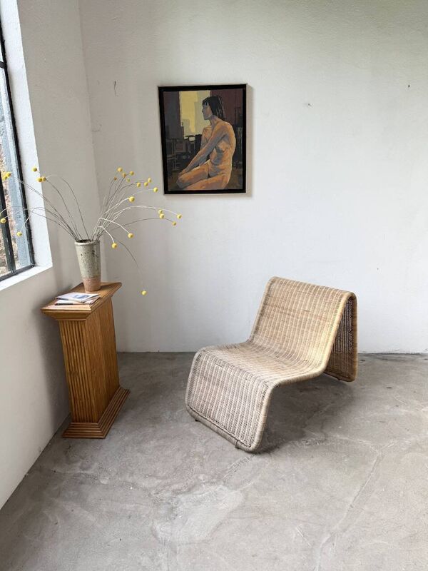 Fauteuil, chauffeuse en osier tressé Hestra par Ikea 1982