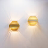 Pair of gold-plated aluminum wall lights by Jules Wabbes - 2 pairs available (1)