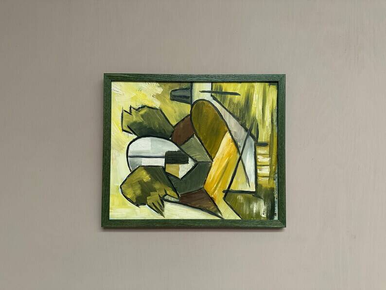 Huile sur panneau d'origine suédoise – « Composition abstraite » – Signée – Vintage