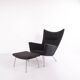 Wingchair – Hans J. Wegner – Model CH445 – Carl Hansen & Søn – Grey Hallingdal – With Footstool