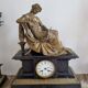 Antique bronze clock signed fireplace