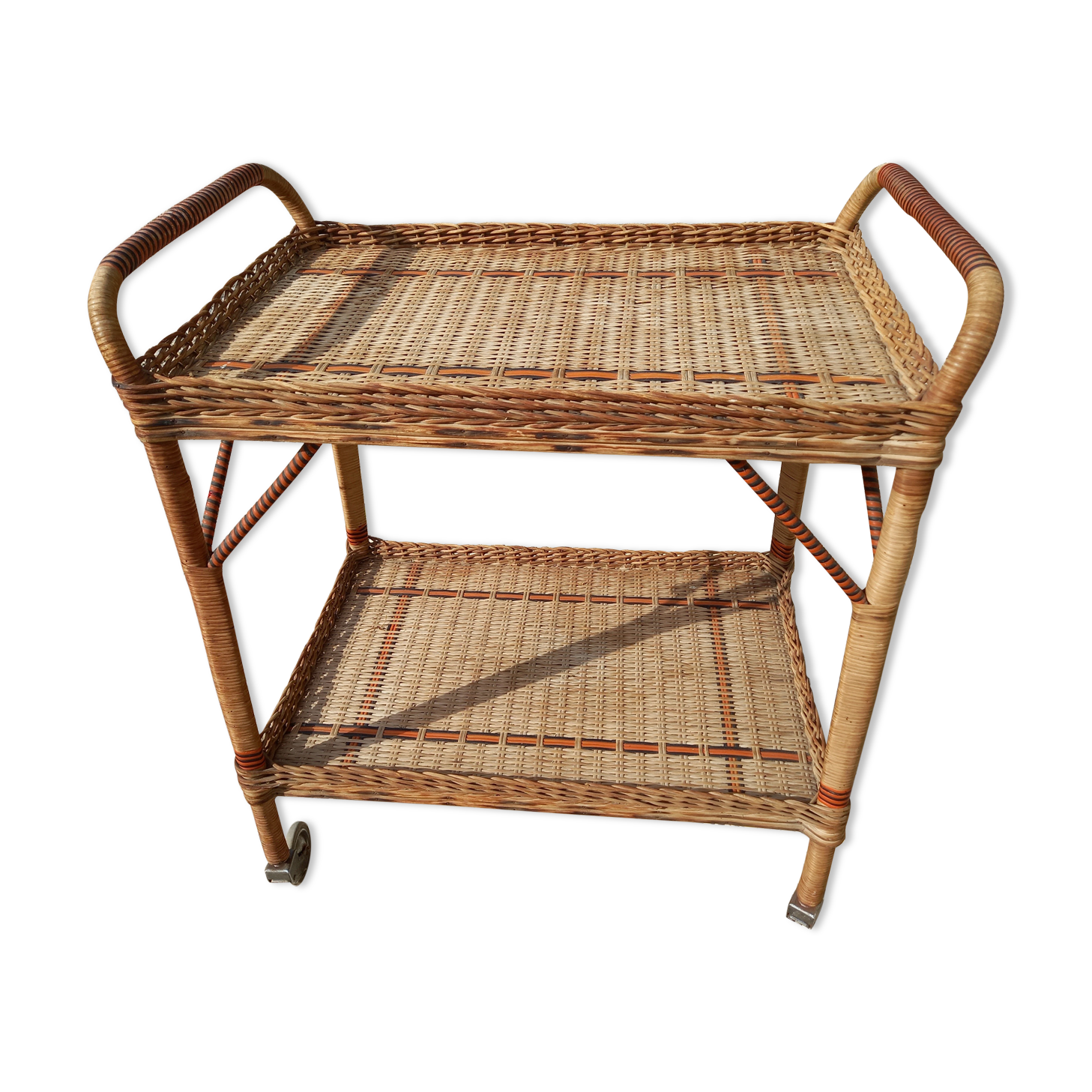Vintage rolling service 50 rattan
