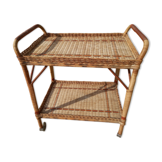 Vintage rolling service 50 rattan
