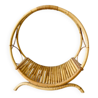 Rattan bamboo wicker log holder magazine rack