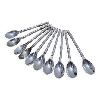 Vintage Silver Plated Bamboo Motif Teaspoons, from the 80s