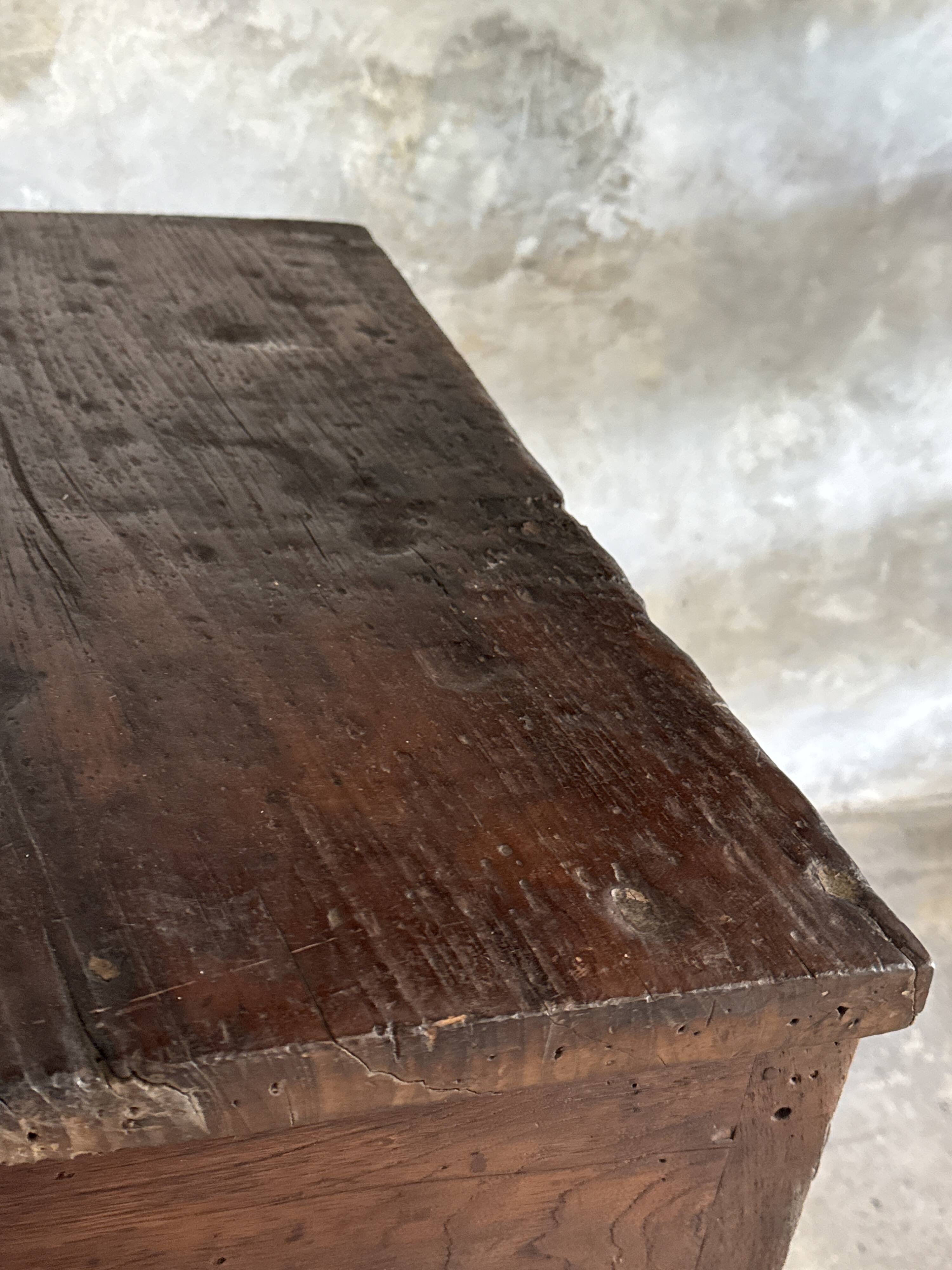 Antique Indonesian teak workbench with one drawer H82.5 L76x49.