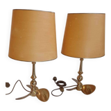 Lot de 2 lampes Hollywood Regency, années 1960/70, en laiton