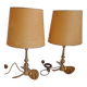 Lot de 2 lampes Hollywood Regency, années 1960/70, en laiton