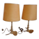 Lot de 2 lampes Hollywood Regency, années 1960/70, en laiton