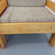 Set of 2 vintage fireside chairs in pine and fabric from the 70s