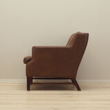 Fauteuil en cuir marron, design danois, années 1960, production: Danemark