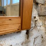 Rectangular solid pine mirror, brutalist style, circa 1980-90s