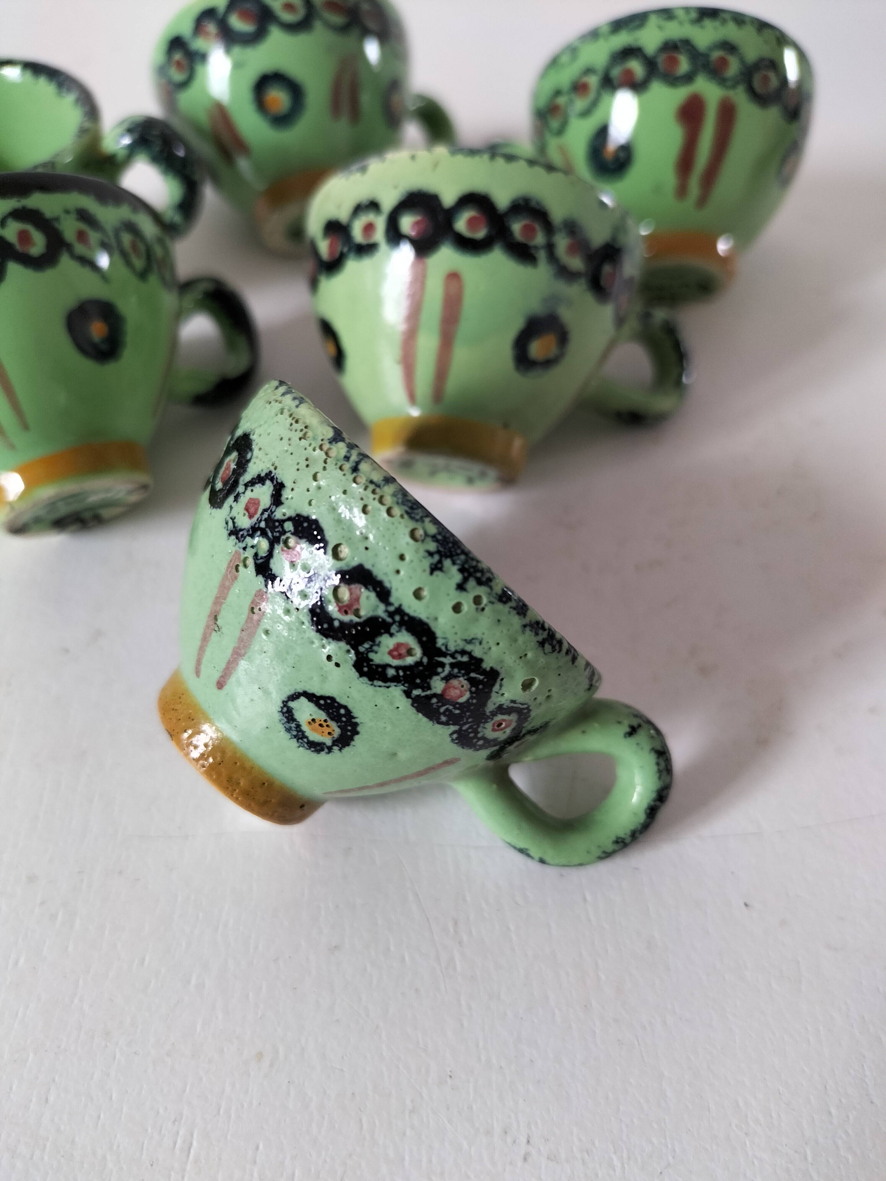 6 mini HB Quimper cups, bright green