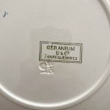 4 assiettes à dessert terre de fer « Géranium » Sarreguemines