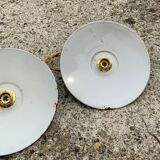 Vintage suspension duo in enamelled sheet metal style indus green and white