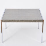 Mid-century modern steel and aluminium coffee table with graphic meander pattern