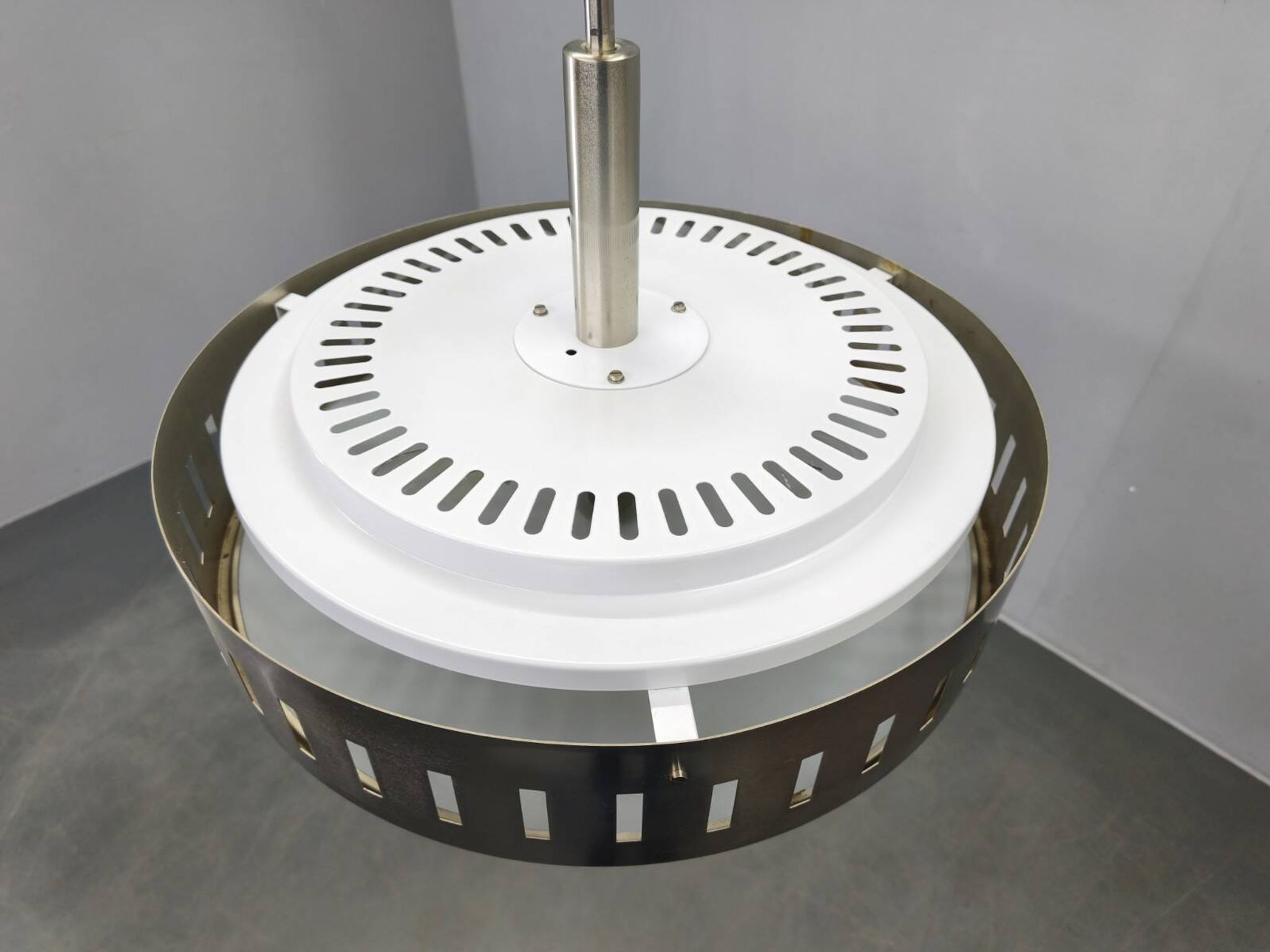Space Age UFO Chandelier, Metal and Glass, Czechoslovakia 1970s
