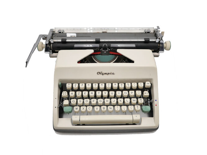 Machine à écrire Olympia SM9 beige révisée ruban neuf 1975