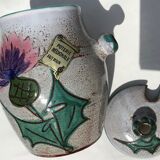 Vallauris Thistles covered pot for condiments