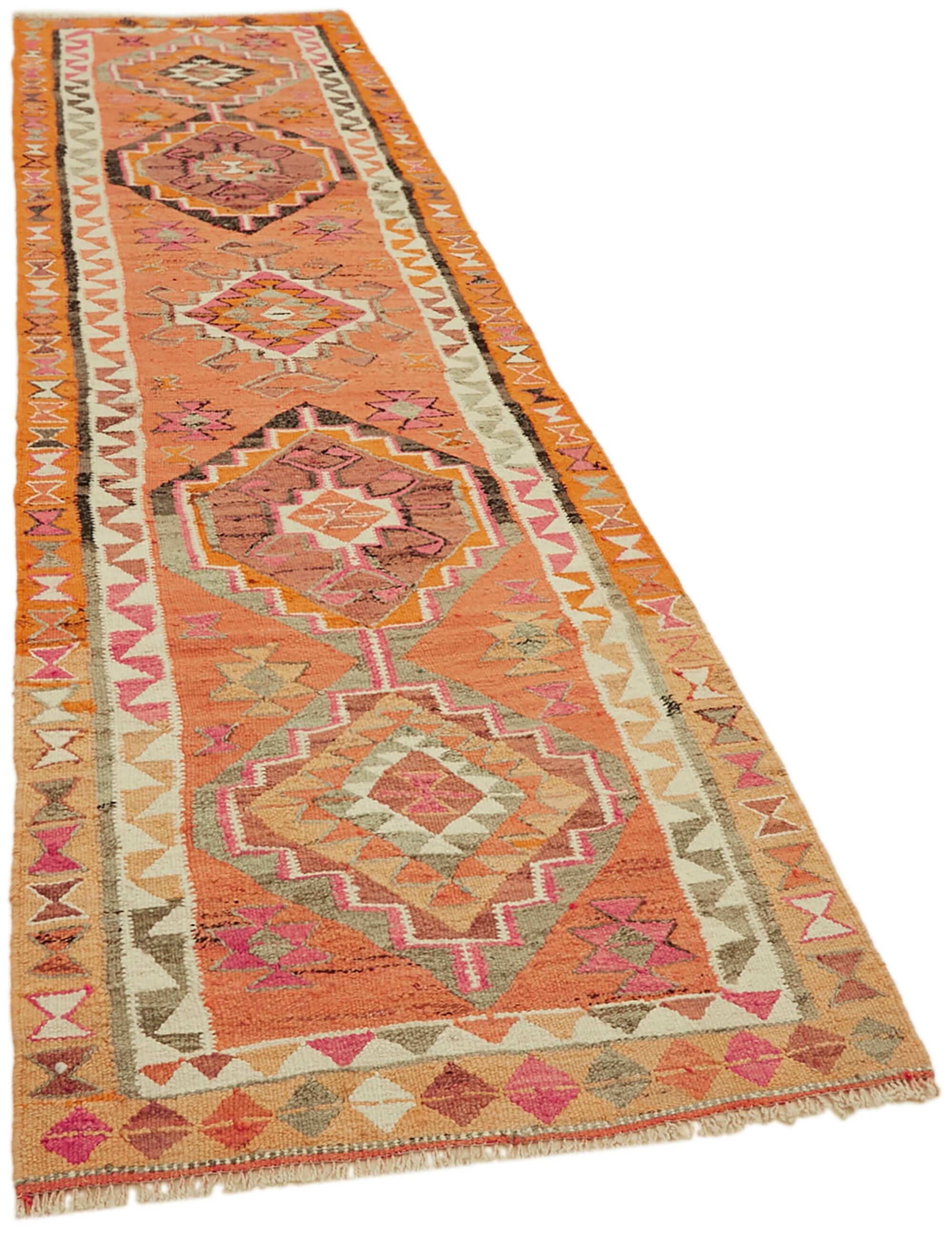 Turkish Handwoven Vintage Herki Kilim 103 cm x 351 cm