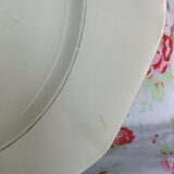 Plat de service ancien octogonal argenté fleurs roses