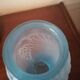 Vase art deco verre presse 1930 bleuté