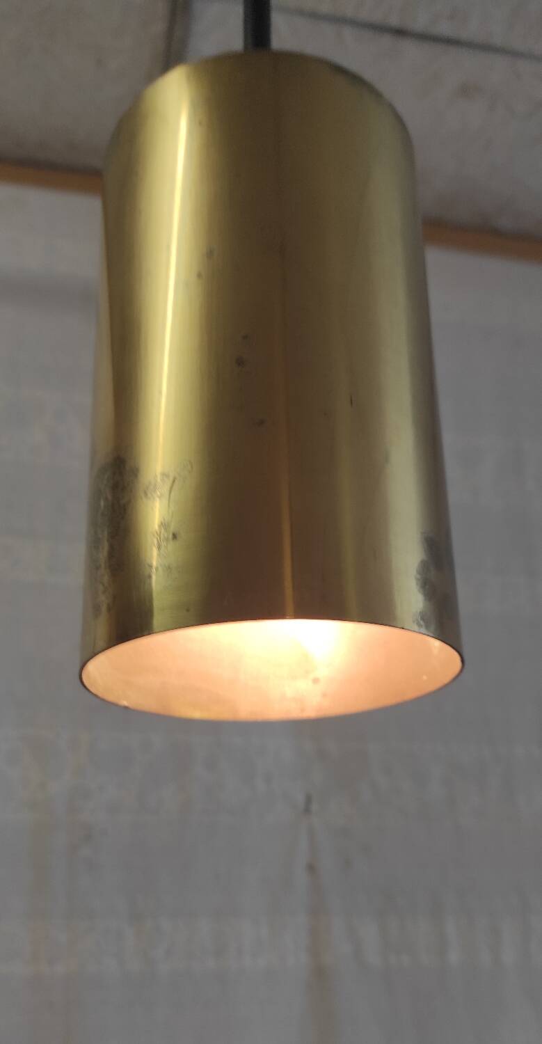 Modernist design pendant light in metal and brass - 50s/60s