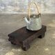 Small stool, black solid teak accent stool wabi-sabi L30 W8.5 H6.