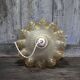 Vintage yellow glass suspension with corolla, glass chandelier, ceiling lamp.