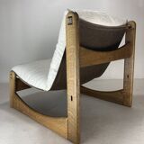 Brutalist lounge low relax chair in bouclé by Carl Straub, 1970s