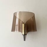 Plexiglass wall light / brass details, 1970s design