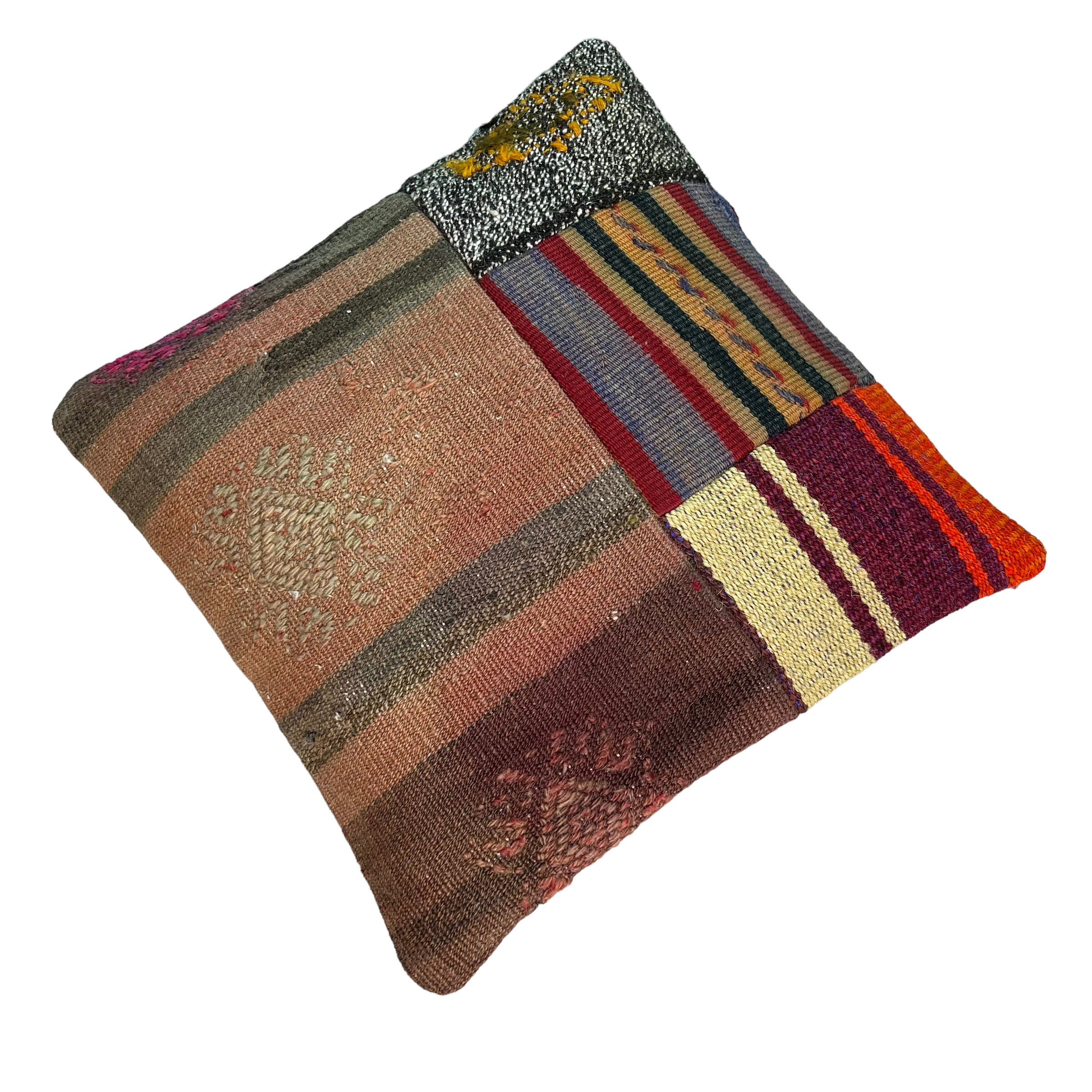 Housse de coussin kilim turc vintage, 40 x 40 cm