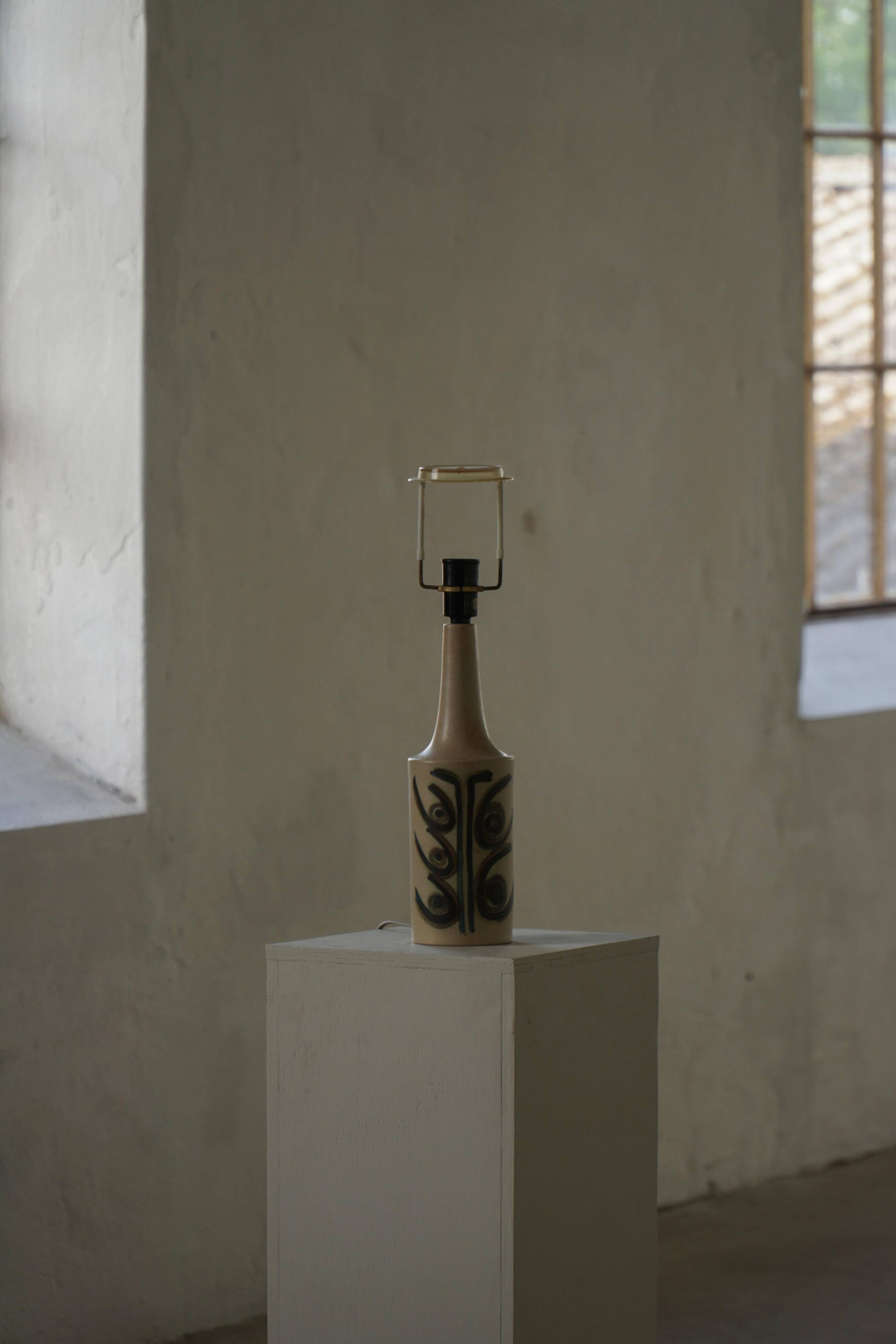 Lampe de table danoise moderne en grès émaillé, Okela, années 1960