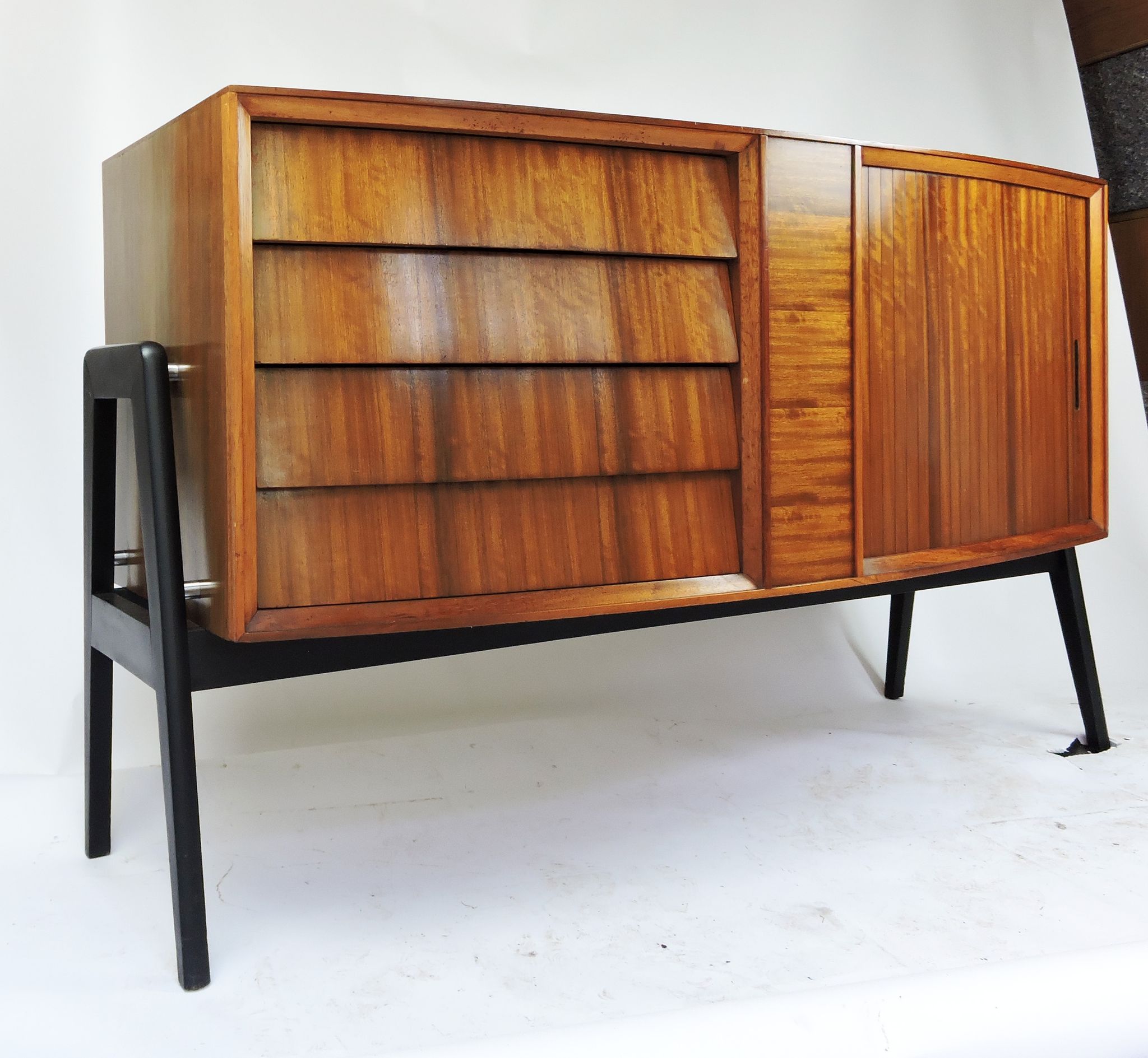 Mid-Century tambour and 4 drawer Afromosia sideboard, 1960s