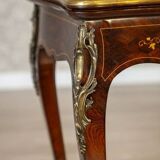 19th Century Inlaid Card Table Lined with Green Fabric