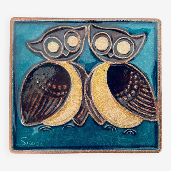 Mid Century  wall picture with owls by Soholm/Bornholm ( Josef Simon)