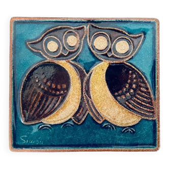 Mid Century  wall picture with owls by Soholm/Bornholm ( Josef Simon)