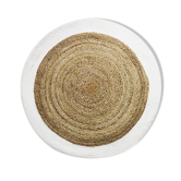 Round carpet in white beige jute 90 cm