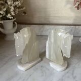 Pair of onyx horse head bookends