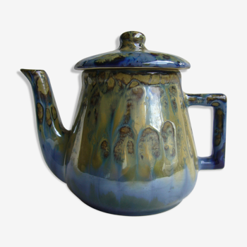 Vintage flamed ceramic teapot, signed