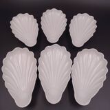 Set of 7 cups in white porcelain and in the shape of a shell - Pillivuyt around 1940