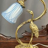 Art Nouveau style solid bronze lamp.