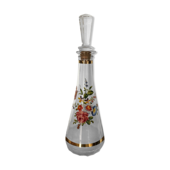 Carafe vintage déco roses et dorure avec bouchon