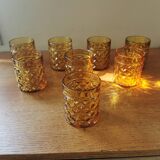 Set of 8 vintage whiskey glasses yellow glass