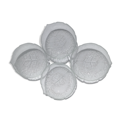 4 coupelles creuses feuilles texturées verre