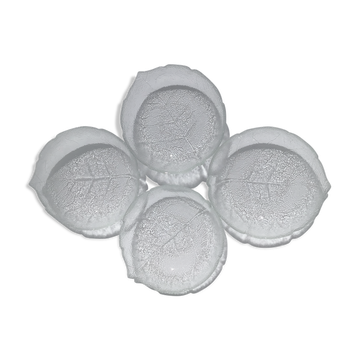 4 coupelles creuses feuilles texturées verre